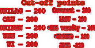 Departmental cutoff marks